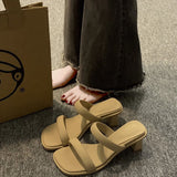 Coarse And Word With Small Cool Slippers Wearing Women 2025 Summer New French Fashion Temperament High-Heezy Slippers HZ0115