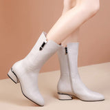 2025 New Autumn And Winter Boots Children Thick Heeled Boots Soft Leather Women's Shoes Winter HZ0115