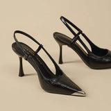 2025 Summer New Head-Up Fine And Air Behind The Fairy Style Art Gentle High Heel Single Shoes HZ0115