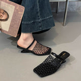 French-Woven Mesh Hollowed-Out Half-Slippers Women's Shoes Wear Summer New Slopes And High And Roman Cool Drag HZ0115