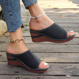 Sandals Women Large-Size Slopes And Summer New Fish Mouth Hollow Breathable Wear Thick-Bottomed Slippers Women HZ0115