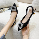 Baotou Sandals Women's 2025 New French Gentle Water Diamond Head After Tripling Coarse Heel High Heel High Heel Shoes HZ0115