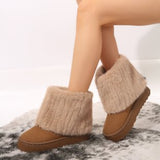 New Thick-Bottomed Round Head Rolls Hairy Short-Snow Boots Women's Pine Cake Bottom Warm Thick Cotton Shoes HZ0115