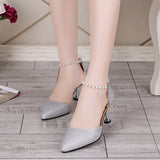 New Pointed Thin Heel Sexy High Heels Korean Version Of Pearl Buckle Fashion Lady Single Shoes HZ0115