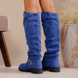 2025 Fashion Autumn And Winter New Women Folded Western Cowboy Round Head Mid-Clinity Women's Boots HZ0115