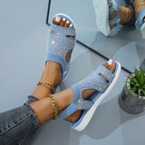 Women's Shoes Summer New Flying Hot Drill Breathable Solid Water Drill Beach Shoes Lightweight Large Women's Sandals HZ0115