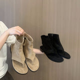 Slight Skinny Spring Autumn New Korean Version Of The Toe Breth Sandals Women With Low Heel Short-Boel Cool Boots Fashion Net Red Female Outside HZ0115