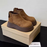 Increase The Simple Non-Slip Cotton Boots Women 2025 Elegant Temperament Simple Solid Color Round Head Snow Boots High Value HZ0115