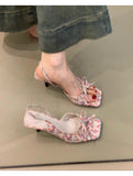 New French Fashion Casual Sandals In The Summer Of 2025 Femininity Bow-Tender High-Heeled Fine-Heeled Sandals HZ0115