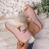 Metal Decoration Roman Wind Fish Mouth Beach Cool Slippers Large Summer New Slope And Thick Bottom Slippers HZ0115