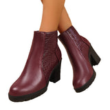 In The Autumn And Winter Of 2025, Women's High-Heeling And Ankle Boots Are Thick And Then Zipper Rounded Round Color And Ankle Boots. HZ0115