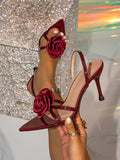 2025 New Women's Shoe Tips Flowers With High-Heeled Silk With Cold HZ0115