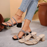 Fashion Sandals Female Fairy Wind 2025 New Thick Heel Water Drill With High Heel Shoes Large Size Two Wearing Slippers HZ0115