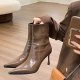 Black Pointed High And Thin Boots Women 2025 Autumn And Winter New Small Design Fine And Thin Boots HZ0115