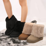New Thick-Bottomed Round Head Rolls Hairy Short-Snow Boots Women's Pine Cake Bottom Warm Thick Cotton Shoes HZ0115
