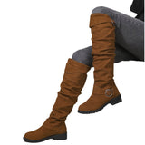 New Folded Boots Women's Belt Buckle Boots But Knee Pile Boots Thick And Thin Cylinder HZ0115