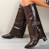 Belt Trouser Boots Women 2025 Autumn And Winter New High-Heeled Long Boots Thin And Knee Fashion Boots Size HZ0115