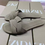 ZA Home 2025 New Wearing Sandals Women's Fashion Leather Shoes HZ0115