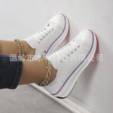 Large-Size Casual Single-Shoe Women 2025 Spring And Autumn New Round Head Tie With Thick Bottom Low Help Canvas Single Shoes HZ0115