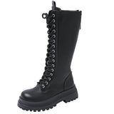 2025 Autumn And Winter New Black Zippered Knight Boots Long Boots Trend Thin Tie With Thick Bottom Woman HZ0115