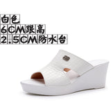 Real Leather Slope And Slippers Women Wearing Fashion Pine Cake Thick Bottom Fitting Room A Word Drag Anti-Slip High And Cow Skin Cold Drag HZ0115