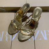 ZA 2025 Spring New Buckle With Stylish Metal Fine High Heels Golden Dew Temperament Sexy Shoes HZ0115