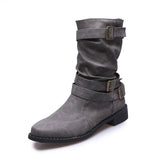 Casual Single Boots 2025 New Large-Size Autumn Tip French Coarse And Double Buckle With Martin Boots HZ0115