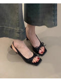 New French Fashion Casual Sandals In The Summer Of 2025 Femininity Bow-Tender High-Heeled Fine-Heeled Sandals HZ0115