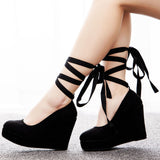 11 Cm Women's Shoes Round Head Waterproof Table Slope Single Shoes Roman Strapped Slope Single Shoes Spring And Autumn Single Shoes Women's Thick-Soled Shoes HZ0115