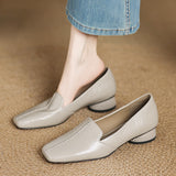 French Commuting Side Shallow Mouth Thick Heel Single Shoes Women 2025 Spring And Autumn New One-Legged Professional Work Small Leather Shoes HZ0115