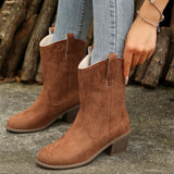 2025 New Autumn And Winter Women's Boots Large-Size Pure Color Fashion Coarse And Pointed Martin Boots HZ0115