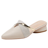 Baotou Half Slippers Women's Summer Wear 2025 Summer New Shoes Pointed Flat Bottom Muller Cool Slippers Half-To-Single Shoes HZ0115