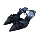 ZA Home 2025 New Women's Shoes Black Low Heel Temperament High Heels High-Heeled Shoes Behind The Shallow Mouth Trip Single Shoes HZ0115