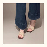 New French Fashion Fine Heel High Heel High Heel Slender Square Bow High Heel Sandals In The Summer Of 2025 HZ0115