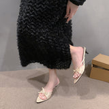 New French Bow Tip-Tip Cool Slippers In The Summer Of 2025 Gentle Fine And Stylish Casual Wear Sandals HZ0115