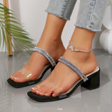 Large-Size Transparent Sandals Women 2025 Summer New High-Heeled Shoes Fashion Water Drill With Two Coarse Sandals HZ0115