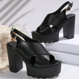 Thick-Bottomed High-Heeled Sandals Women 2025 Summer New Cross-Duced Large-Size Fish-Mouthed Sandals HZ0115