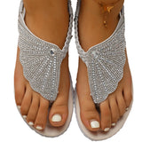 Large-Size Summer New Women's Glass Water Drill Weaving Large-Size Word Slope And Women's Sandals HZ0115