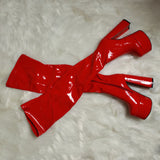 2025 Round Head Super High With Patent Skin Over Knee Thin Leg Lady Fashion Leather Boots Large Size Boots HZ0115