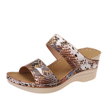 Casual Round Head Leopard-Snake High-Shoe Women's Slope And Slippers 2025 Summer New Large-Size Slippers HZ0115