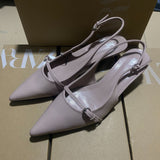 Spring 2025 New Patent Leather Fine Heel Sandals With Sharp Head Back Empty Cat Root Muller 4086 HZ0115