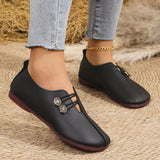 2025 Summer And Autumn New Soft Leather Flat Soles Women's Round Head Shallow One-Foot Pedal Large Size Women's Shoes HZ0115