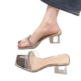 French Transparent Large-Size Thick-Heeled Sandals Women 2025 Summer New Fairy Wind High Heel Slippers Temperament Water Women's Shoes HZ0115