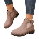 Vintage Short Boots Women's New Short-Box Retro Coarse And Flat-Bottomed Martin Boots Side Zipper British Style Women's Boots HZ0115