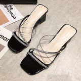 Summer New Women's Style Coarse And Slippers Korean Version Of Simple Fashion Transparent Cool Slippers Outside Wearing The Front Half Slippers High HZ0115