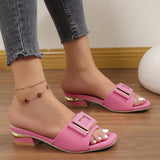 Fang Buckle Slippers Women 2025 Summer New Large-Size Fashion Fish Mouth Comfortable Wearing Low-Heeled One-Word Drag HZ0115