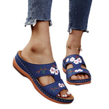 2025 Large-Size One-Size-In-One Slippers Women's Summer Roman Shoes Heel Thick-Soled Sandals Embroidered Women's Cool Slippers HZ0115