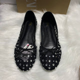 ZA Home 2025 New Fashion Women's Shoes Beige Bow Decorated Full Of Stars Ballet Wind Flat Shoes Comfortable HZ0115