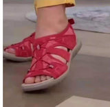 2025 New Roman Slope Heel Sandals Round Head Magic Stick Retro Large-Size Beach Solid Sandals Women HZ0115