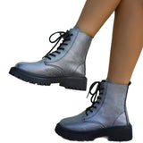 2025 New Martin Boots Women's British Wind Thick Back Lace Mid-Sleesize Boots Women's Shoes Large Size Martin Boots HZ0115